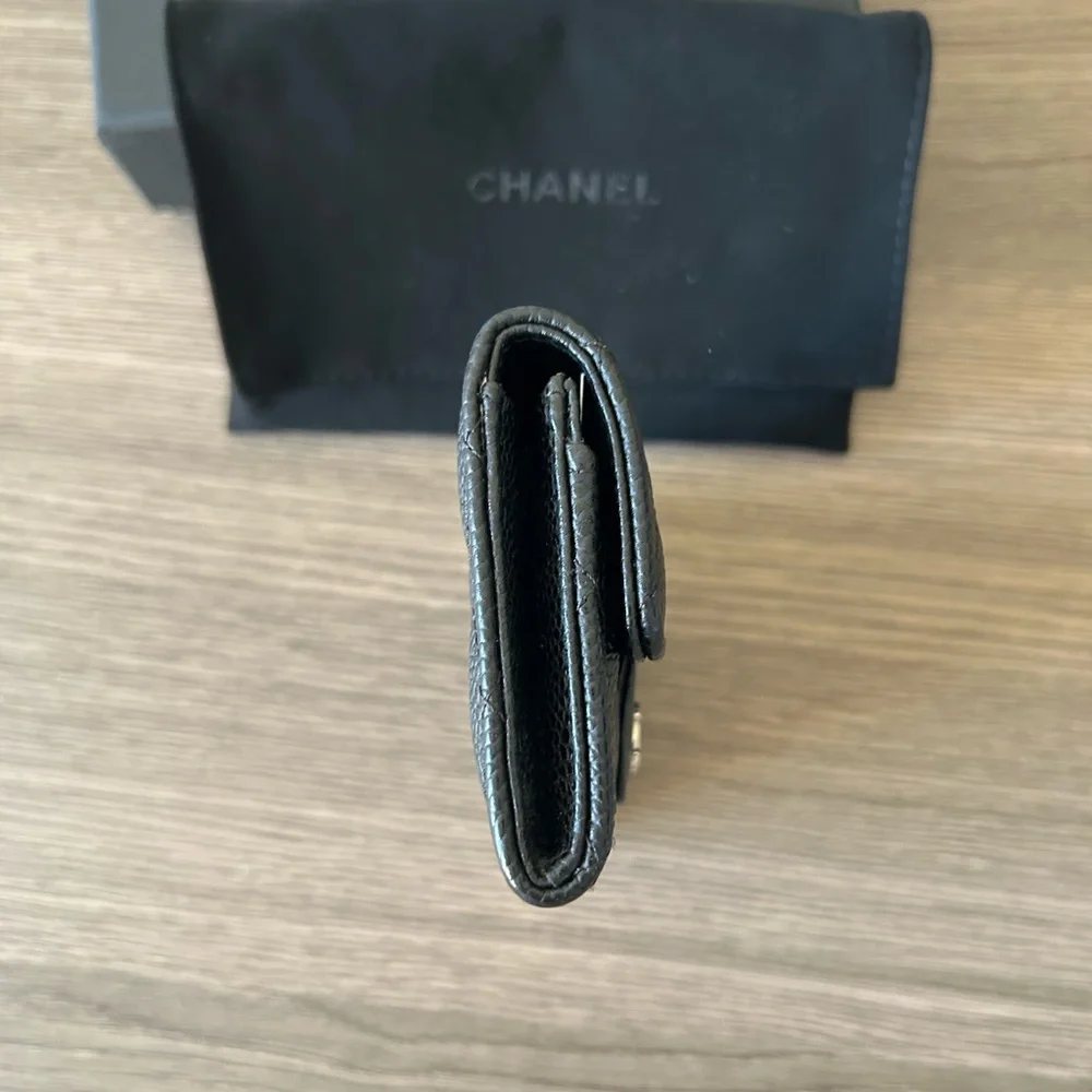 🔥 CHANEL Classic Flap Card Holder Black Caviar Leather Silver Metal‼️SOLD OUT‼️ - Picture 8 of 16